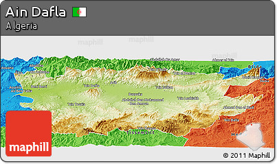 Physical Panoramic Map of Ain Dafla, political outside