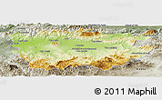 Physical Panoramic Map of Ain Dafla, semi-desaturated
