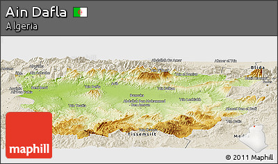 Physical Panoramic Map of Ain Dafla, shaded relief outside
