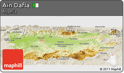 Physical Panoramic Map of Ain Dafla, shaded relief outside