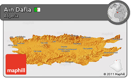 Political Panoramic Map of Ain Dafla, cropped outside