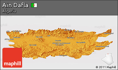 Political Panoramic Map of Ain Dafla, cropped outside