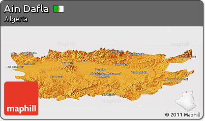 Political Panoramic Map of Ain Dafla, cropped outside