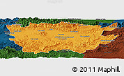 Political Panoramic Map of Ain Dafla, darken