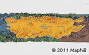 Political Panoramic Map of Ain Dafla, darken, semi-desaturated
