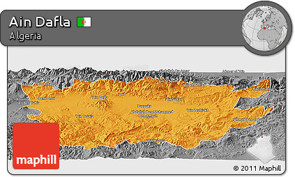 Political Panoramic Map of Ain Dafla, desaturated