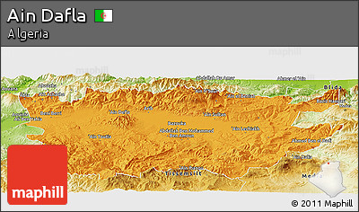 Political Panoramic Map of Ain Dafla, physical outside