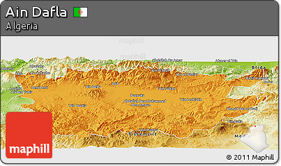 Political Panoramic Map of Ain Dafla, physical outside