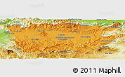 Political Panoramic Map of Ain Dafla, physical outside