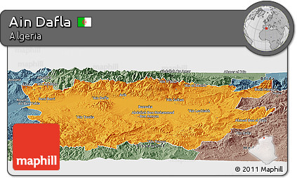 Political Panoramic Map of Ain Dafla, semi-desaturated
