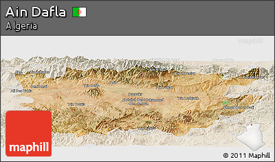 Satellite Panoramic Map of Ain Dafla, lighten