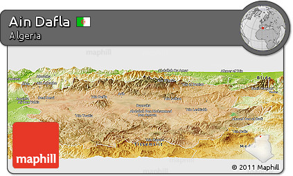 Satellite Panoramic Map of Ain Dafla, physical outside