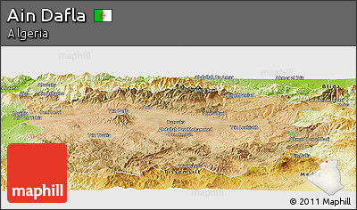 Satellite Panoramic Map of Ain Dafla, physical outside