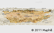 Satellite Panoramic Map of Ain Dafla, shaded relief outside