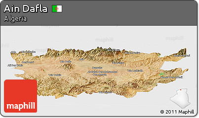 Satellite Panoramic Map of Ain Dafla, single color outside