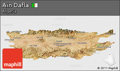 Satellite Panoramic Map of Ain Dafla, single color outside