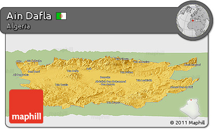 Savanna Style Panoramic Map of Ain Dafla, single color outside