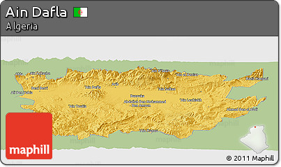 Savanna Style Panoramic Map of Ain Dafla, single color outside
