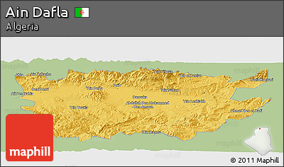 Savanna Style Panoramic Map of Ain Dafla, single color outside