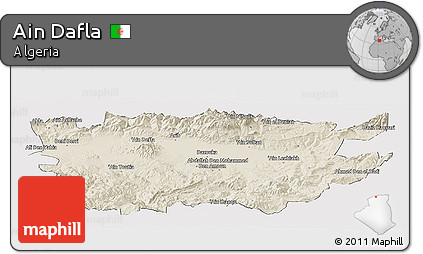Shaded Relief Panoramic Map of Ain Dafla, cropped outside