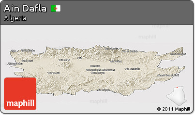 Shaded Relief Panoramic Map of Ain Dafla, cropped outside