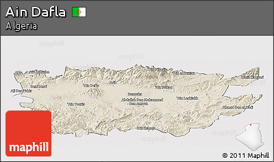 Shaded Relief Panoramic Map of Ain Dafla, cropped outside