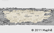 Shaded Relief Panoramic Map of Ain Dafla, darken, desaturated