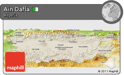 Shaded Relief Panoramic Map of Ain Dafla, physical outside