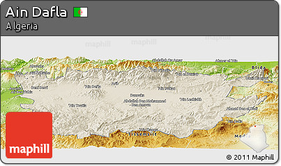 Shaded Relief Panoramic Map of Ain Dafla, physical outside
