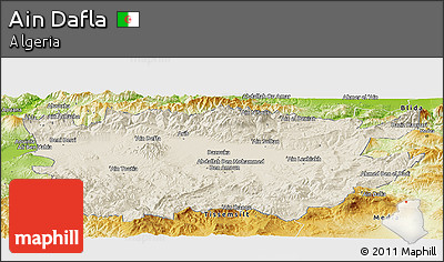 Shaded Relief Panoramic Map of Ain Dafla, physical outside