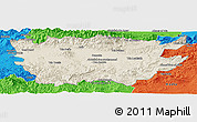 Shaded Relief Panoramic Map of Ain Dafla, political outside