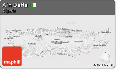 Silver Style Panoramic Map of Ain Dafla, single color outside