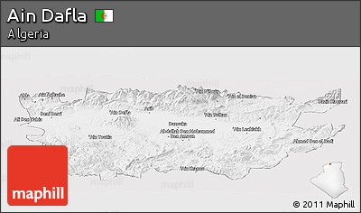 Silver Style Panoramic Map of Ain Dafla, single color outside