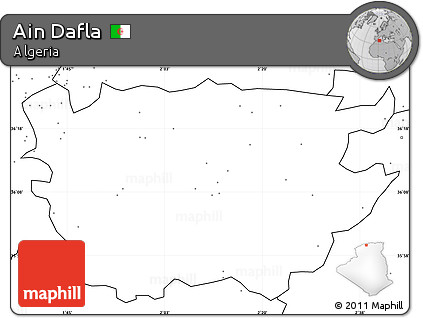 Blank Simple Map of Ain Dafla, no labels