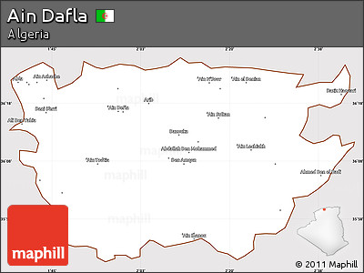 Classic Style Simple Map of Ain Dafla, cropped outside