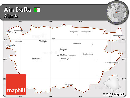 Classic Style Simple Map of Ain Dafla, cropped outside