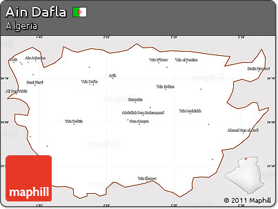 Classic Style Simple Map of Ain Dafla, cropped outside