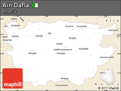 Classic Style Simple Map of Ain Dafla