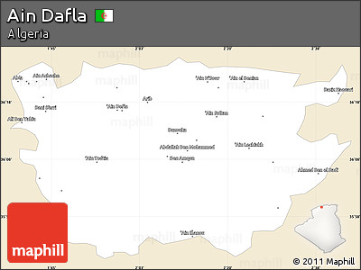 Classic Style Simple Map of Ain Dafla, single color outside