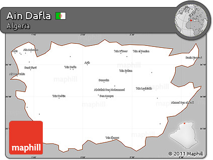 Gray Simple Map of Ain Dafla, cropped outside