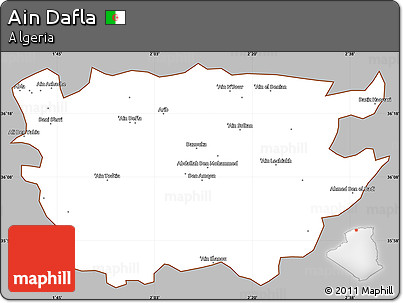 Gray Simple Map of Ain Dafla, cropped outside