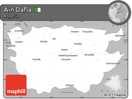 Gray Simple Map of Ain Dafla