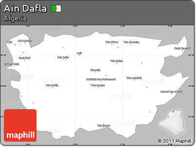 Gray Simple Map of Ain Dafla, single color outside