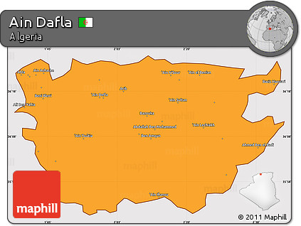 Political Simple Map of Ain Dafla, cropped outside