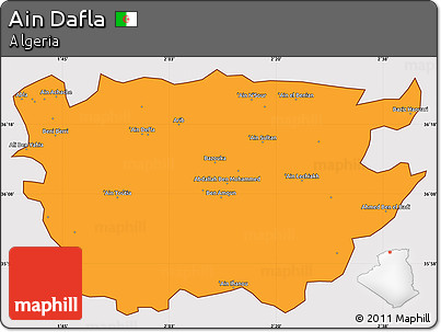 Political Simple Map of Ain Dafla, cropped outside