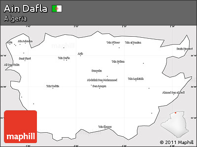 Silver Style Simple Map of Ain Dafla, cropped outside