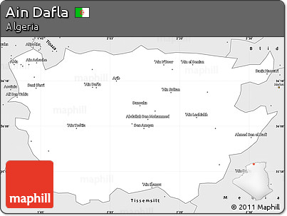 Silver Style Simple Map of Ain Dafla