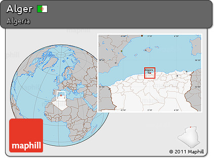 Gray Location Map of Alger, highlighted country