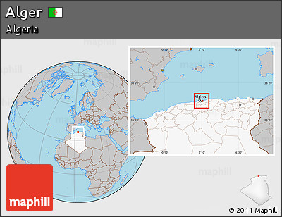 Gray Location Map of Alger, highlighted country