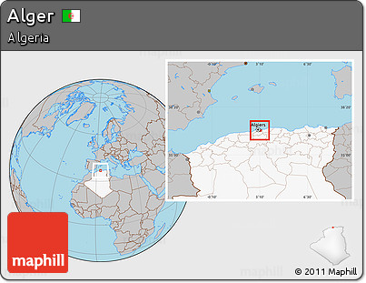 Gray Location Map of Alger, highlighted country